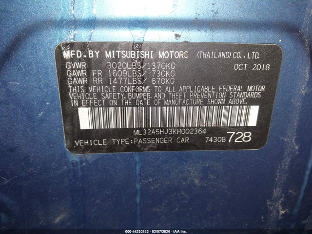 2019 MITSUBISHI MIRAGE ML32A5HJ3KH002364 Photo 8