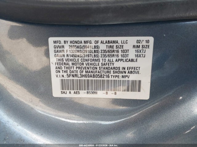 2010 HONDA ODYSSEY 5FNRL3H69AB058216 Photo 8
