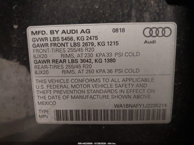 2018 AUDI Q5 WA1BNAFY1J2235214 Photo 8