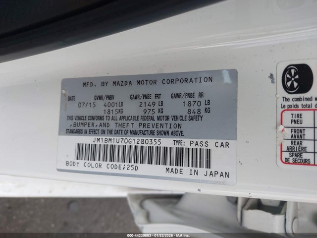 JM1BM1U70G1280355 Mazda Mazda3 I Sport