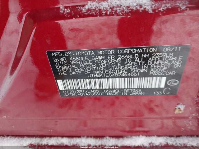 2011 LEXUS ES 350 JTHBK1EGXB2464661 Photo 8