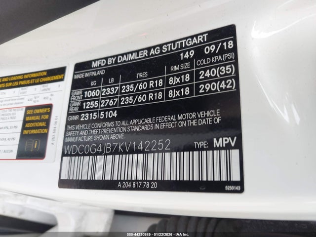 2019 MERCEDES-BENZ GLC 300 WDC0G4JB7KV142252 Photo 8