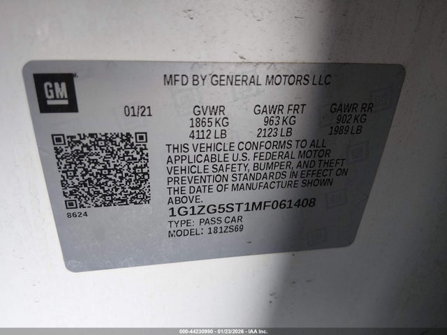 1G1ZG5ST1MF061408 Chevrolet Malibu Fwd Rs