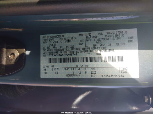 1FTFW1RG4PFA56741 Ford F-150 Raptor