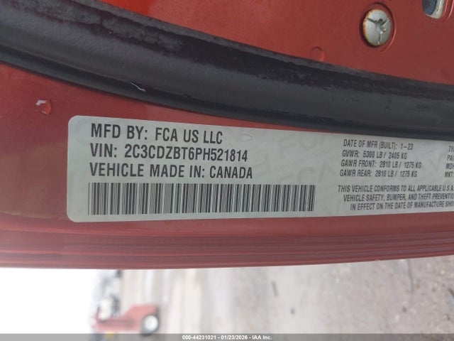 Продажа на аукционе авто 2023 Dodge Challenger R/t, vin: 2C3CDZBT6PH521814, номер лота: 44231021