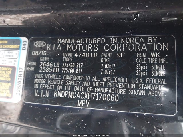 2017 KIA SPORTAGE KNDPMCACXH7170060 Photo 8