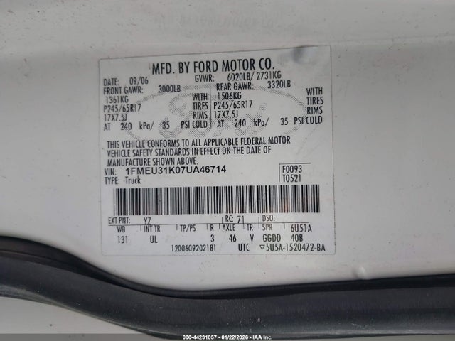 2007 FORD EXPLORER SPORT TRAC 1FMEU31K07UA46714 Photo 8