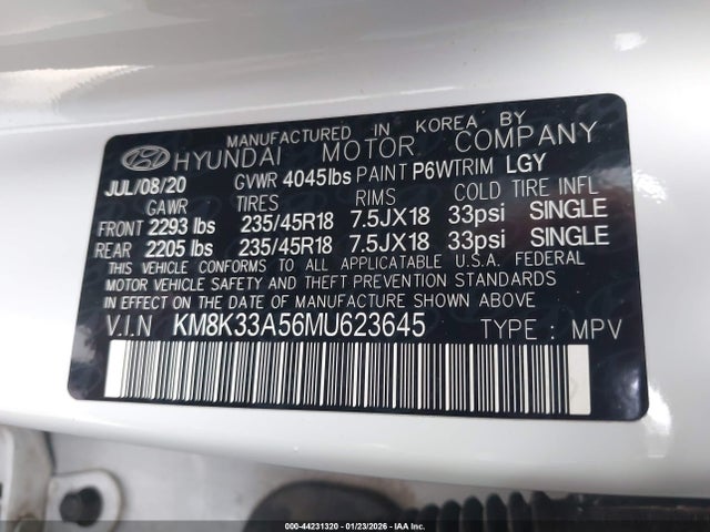 KM8K33A56MU623645 Hyundai Kona Limited