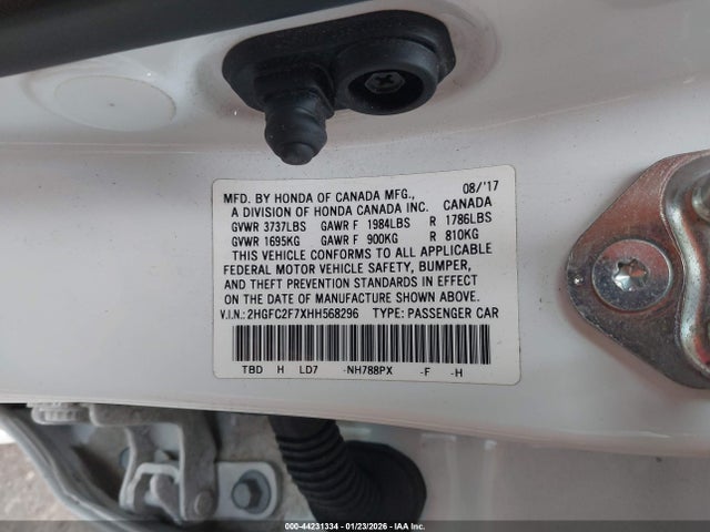 Honda CIVIC EX 2017 2HGFC2F7XHH568296 Image 9