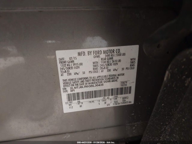 2LMTJ6LR6GBL30435 Lincoln Mkx Reserve