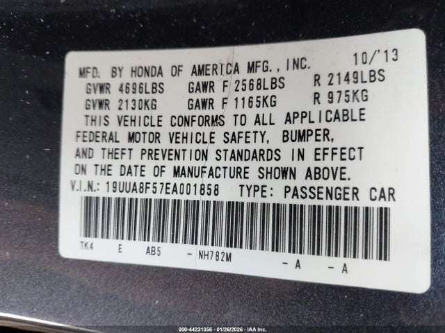 2014 ACURA TL 19UUA8F57EA001858 Photo 8