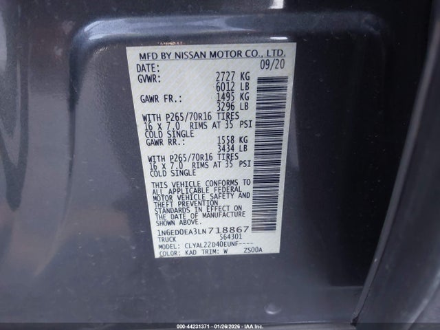 Nissan Frontier Sv 4x2 2020 1N6ED0EA3LN718867 Image 9