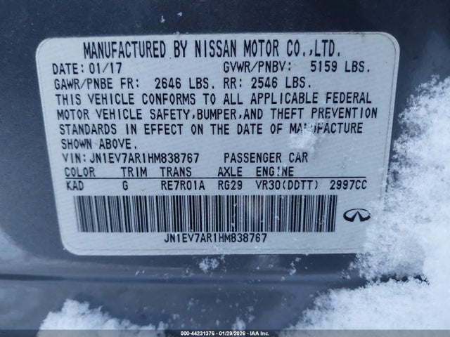 JN1EV7AR1HM838767 Infiniti Q50 3.0t Signature Edition