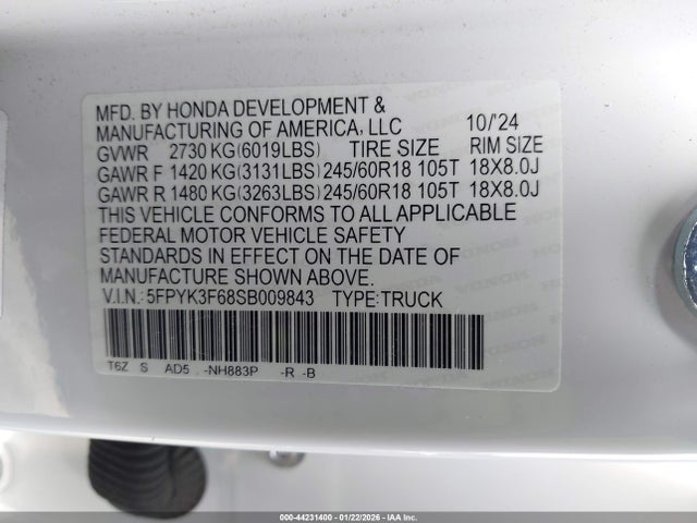 5FPYK3F68SB009843 Honda Ridgeline Trailsport