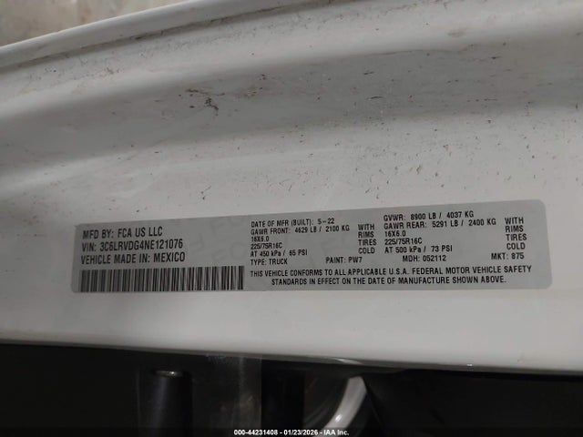 2022 RAM PROMASTER 2500 3C6LRVDG4NE121076 Photo 8