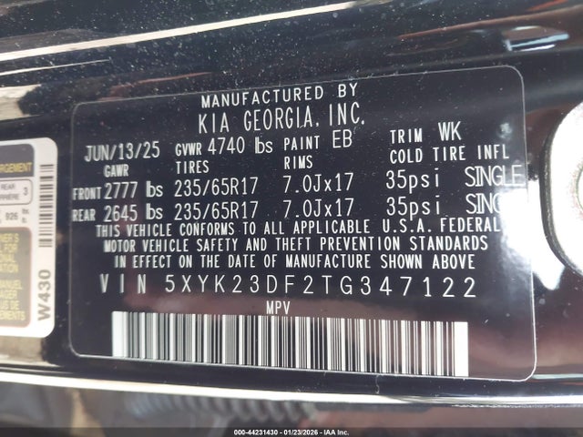 5XYK23DF2TG347122 KIA Sportage Lx