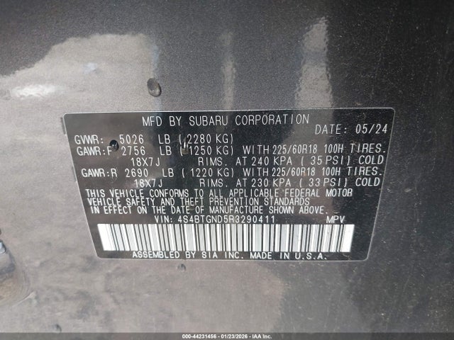 2024 SUBARU OUTBACK 4S4BTGND5R3290411 Photo 8