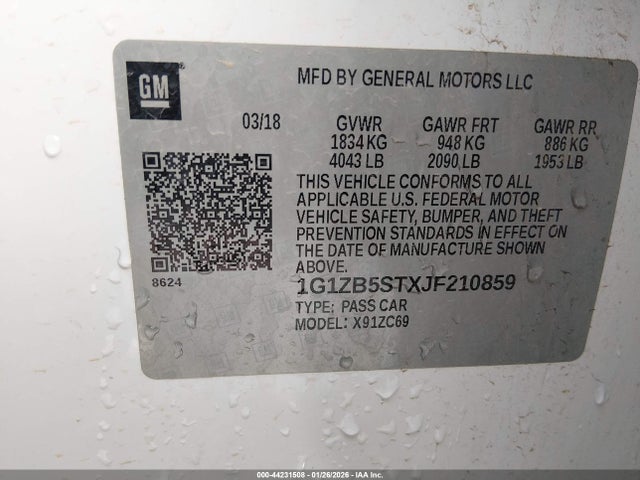 1G1ZB5STXJF210859 Chevrolet Malibu 1ls