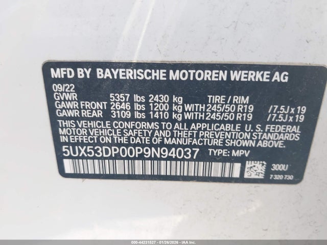 BMW X3 Xdrive30i 2023 5UX53DP00P9N94037 Image 9