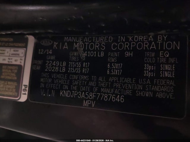 KIA SOUL + 2015 KNDJP3A58F7787646 Image 9