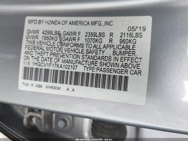 1HGCV1F17KA102107 Honda ACCORD LX