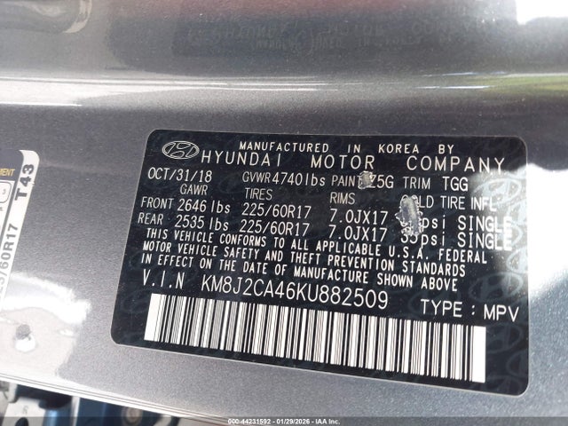KM8J2CA46KU882509 Hyundai TUCSON SE