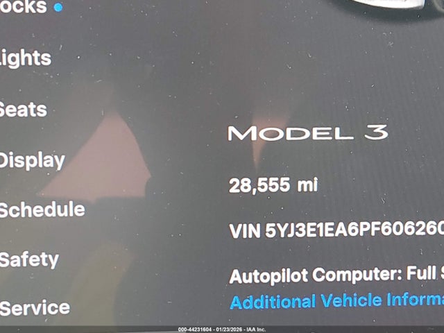 Продаж на аукціоні авто 2023 Tesla Model 3 Rear-wheel Drive, vin: 5YJ3E1EA6PF606260, номер лоту: 44231604