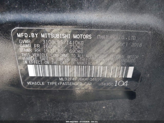 2019 MITSUBISHI MIRAGE G4 ML32F4FJ6KHF04691 Photo 8