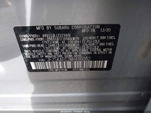 JF2SKAFC7MH486082 Subaru Forester Premium
