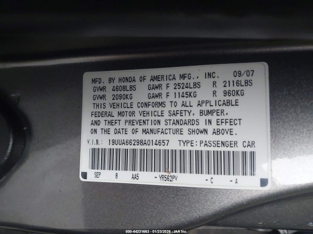Продаж на аукціоні авто 2008 Acura Tl 3.2, vin: 19UUA66298A014657, номер лоту: 44231663