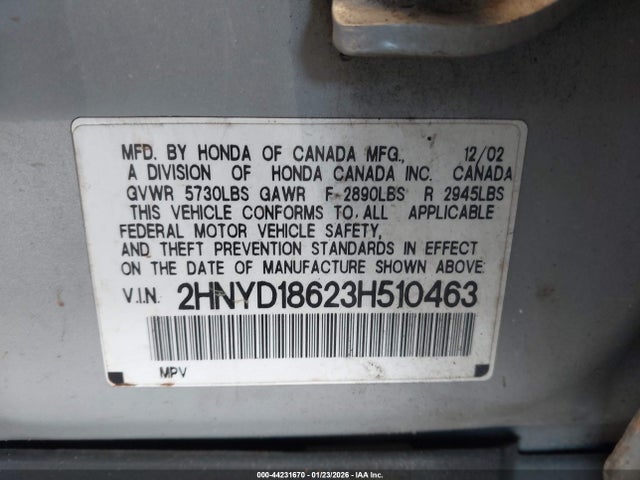 2003 ACURA MDX 2HNYD18623H510463 Photo 8