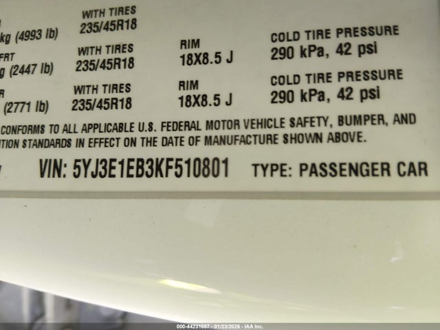 2019 TESLA MODEL 3 5YJ3E1EB3KF510801 Photo 8