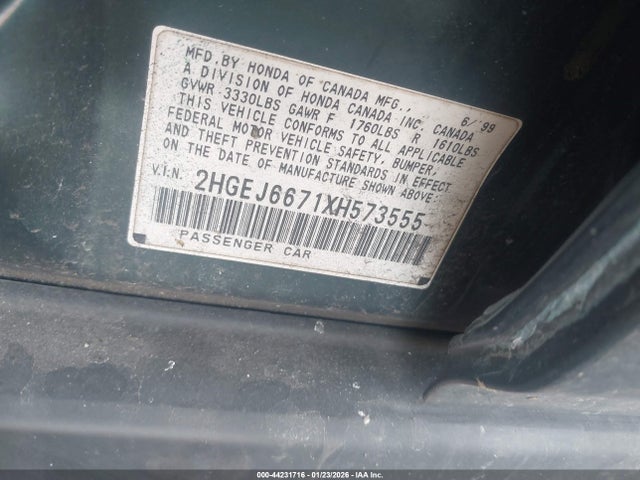 Aukcja sprzedaży 1999 Honda Civic Lx, vin: 2HGEJ6671XH573555, numer aukcji: 44231716