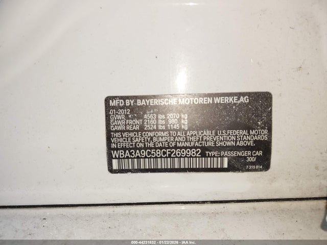 2012 BMW 335I WBA3A9C58CF269982 Photo 8