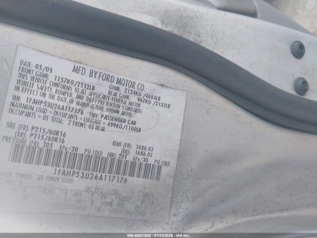 2006 FORD TAURUS 1FAHP53U26A117176 Photo 8