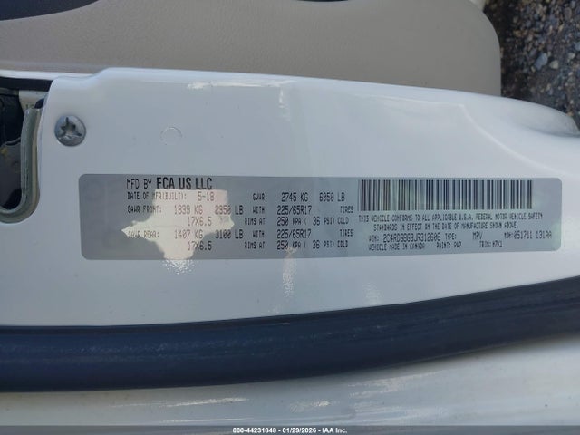 44231848 :رقم المزاد ، 2C4RDGBG8JR312606 vin ، 2018 Dodge Grand Caravan Se مزاد بيع