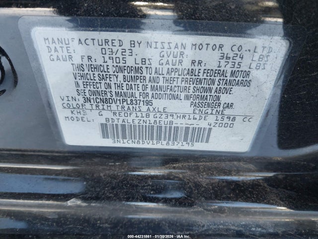 3N1CN8DV1PL837195 Nissan Versa 1.6 S Xtronic Cvt
