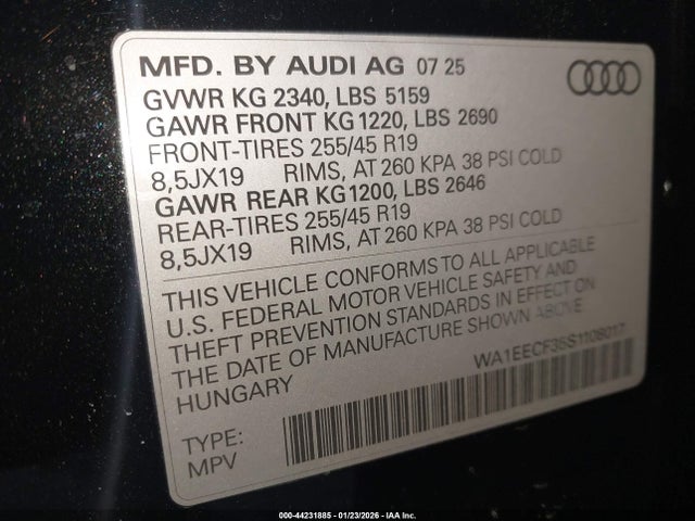 2025 AUDI Q3 WA1EECF35S1108017 Photo 8