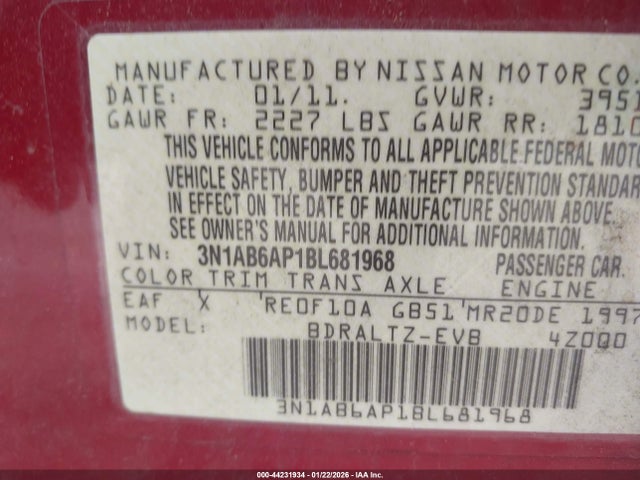2011 NISSAN SENTRA 3N1AB6AP1BL681968 Photo 8