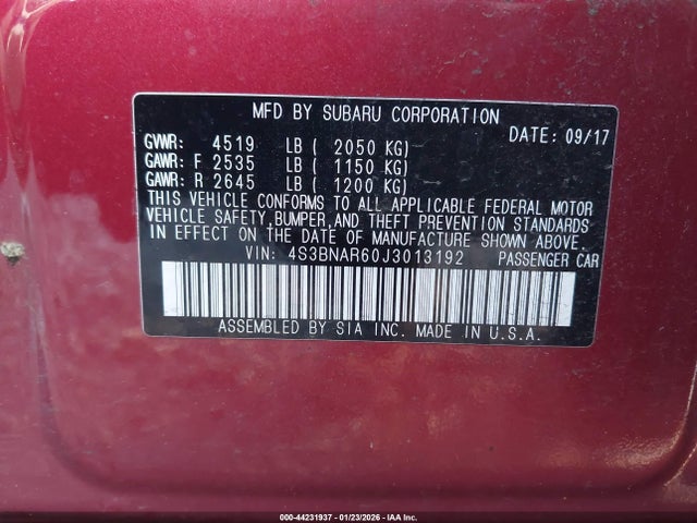 4S3BNAR60J3013192 Subaru Legacy 2.5i Sport