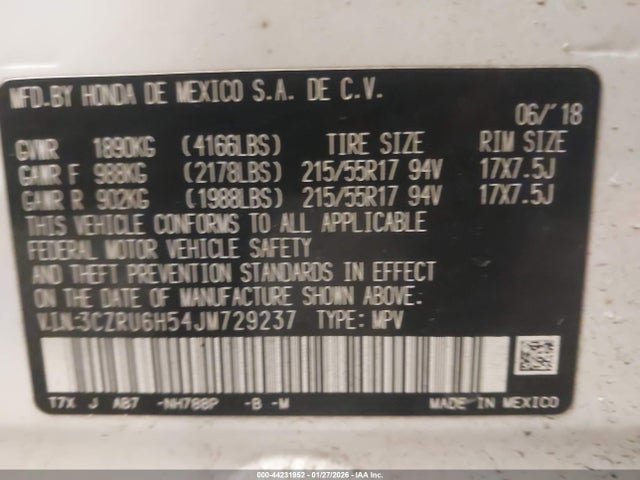 Honda HR-V EX 2018 3CZRU6H54JM729237 Image 9