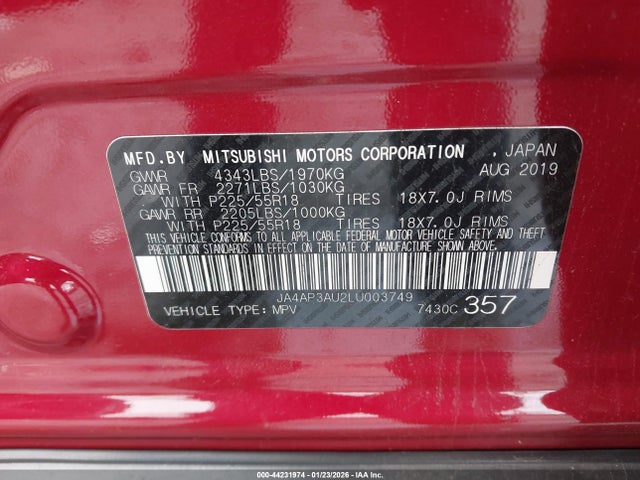 2020 MITSUBISHI OUTLANDER SPORT JA4AP3AU2LU003749 Photo 8