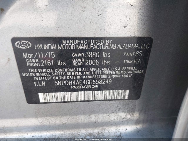 Hyundai ELANTRA SE 2016 5NPDH4AE4GH658249 Image 9