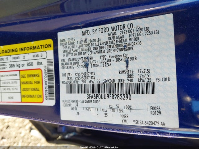 Ford Fusion Hybrid S 2015 3FA6P0UU9FR283290 Image 9