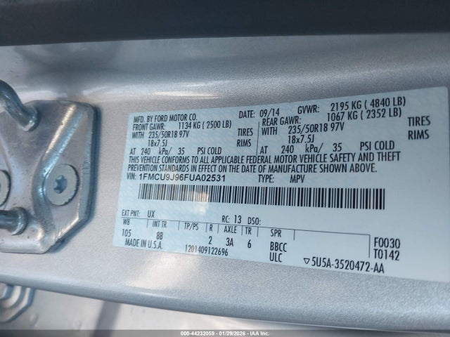 Ford Escape Titanium 2015 1FMCU9J96FUA02531 Image 9