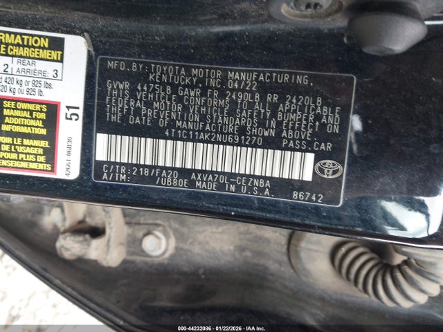 Toyota CAMRY LE 2022 4T1C11AK2NU691270 Image 9