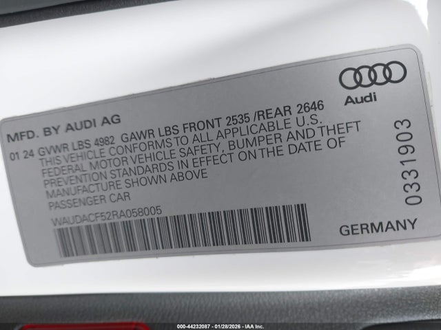 WAUDACF52RA058005 Audi A5 Sportback Premium 45 Tfsi S Line Quattro S Tronic