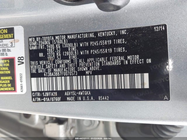 Toyota VENZA LE 2015 4T3BA3BB7FU070573 Image 9