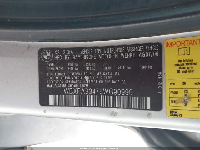 2006 BMW X3 WBXPA93476WG90999 Photo 8