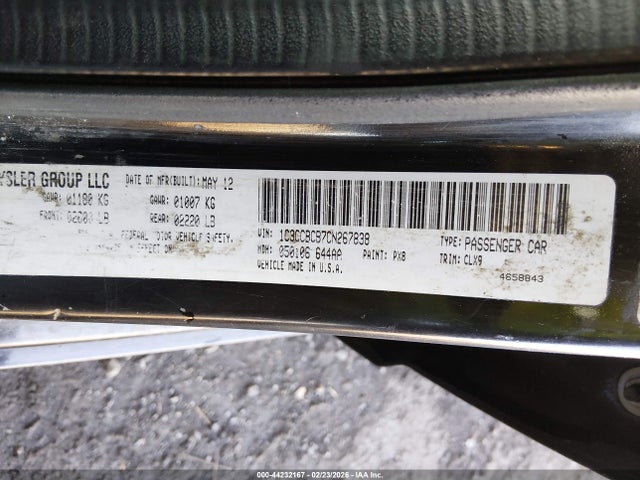 44232167 :رقم المزاد ، 1C3CCBCB7CN267838 vin ، 2012 Chrysler 200 Limited مزاد بيع